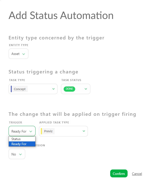 detail create status automation Ready For